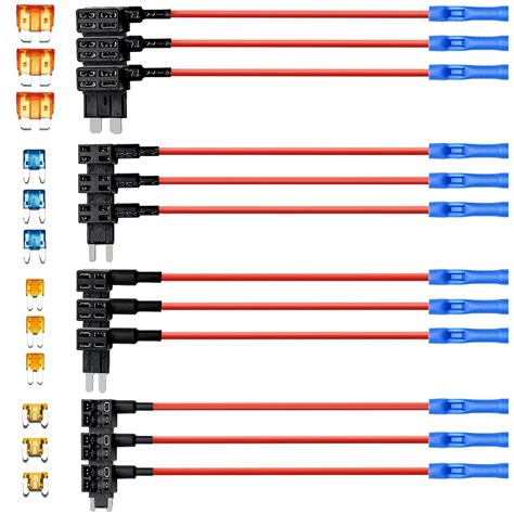 12 Pack Add a circuit Fuse TAP - 12V Fuse adapter for Car - Mini ...