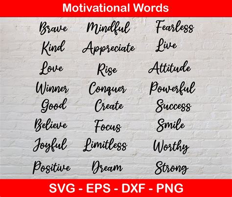 Motivational Words Bundle, Inspirational Words SVG, Positive Words, Cut ...