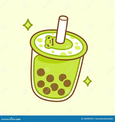 Cute Green Matcha Bubble Tea Stock Vector - Illustration of food, boba ...