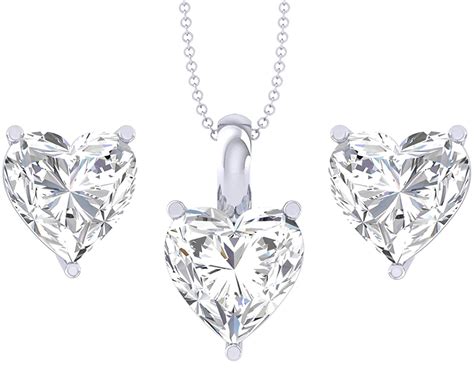 Clara 925 Sterling Silver Heart Solitaire Pendant Earring Chain ...