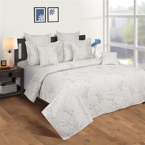 Buy SWAYAM Pastel Vogue-Grey Printed Double XL Bedsheet Set-3Pcs from ...