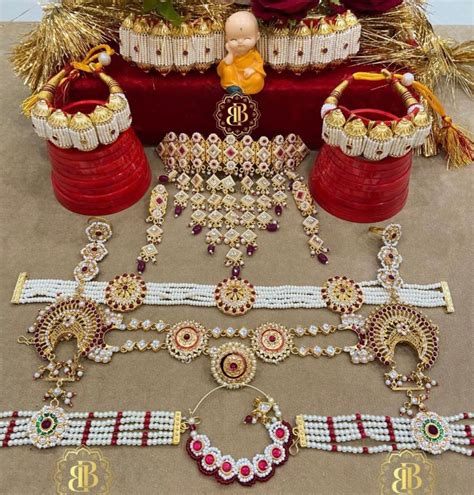 Rajwadi Moti Madhliya Bridal Rajputi Jewellery Combo Set-81908 ...