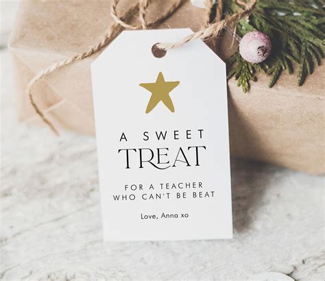 Gold Teachers Appreciation Gift Tag, A Sweet Treat Teacher Gift Tag ...