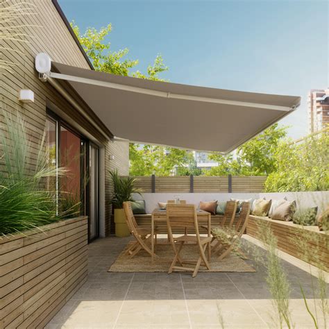 Store banne manuel 2.95 x 2 m Loby blanc, toile acrylique beige | Leroy ...