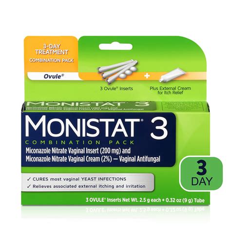 Monistat 3 Day Yeast Infection Relief Treatment, Topical OTC Brand, 3 ...
