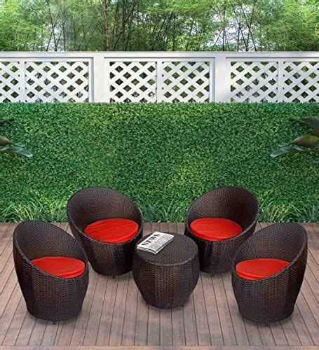 Ratan Indai Patio Seating 4 Chair and 1 Table Set Wicker Furniture Set ...