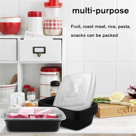 Buy Fyess 12 Pack 32oz Disposable Plastic Bento Boxes Compartment Meal ...