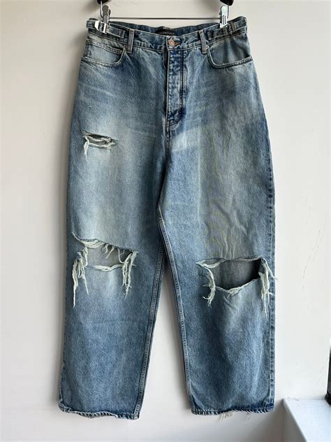Balenciaga BALENCIAGA DESTROYED SKATER DENIM BAGGY JEANS PANTS | Grailed
