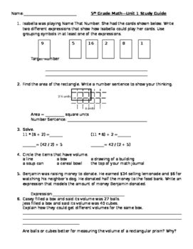 Image result for 5th Grade Math Study Guide