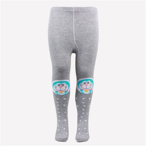 Doraemon Printed Knitted Tights For Baby Girls & Baby Boys - Light Gre ...