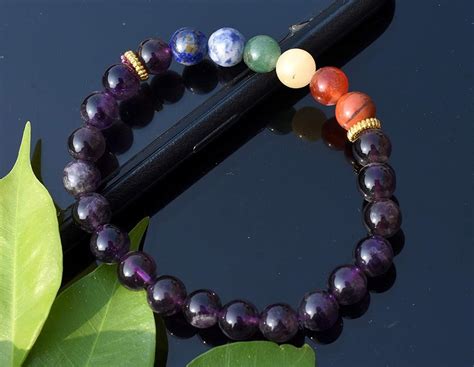 Crystal Gemstone Bracelets - Amethyst 7 Chakra Crystal Gemstones ...