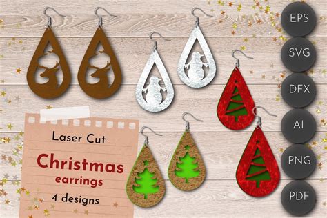 Christmas Earrings, Winter Laser Cut Svg · Creative Fabrica