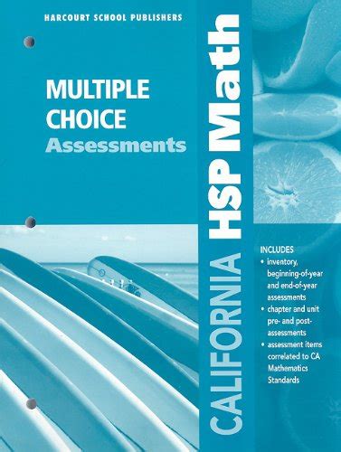 Math, Grade 3 Multiple Choice Assessment: Harcourt School Publishers ...