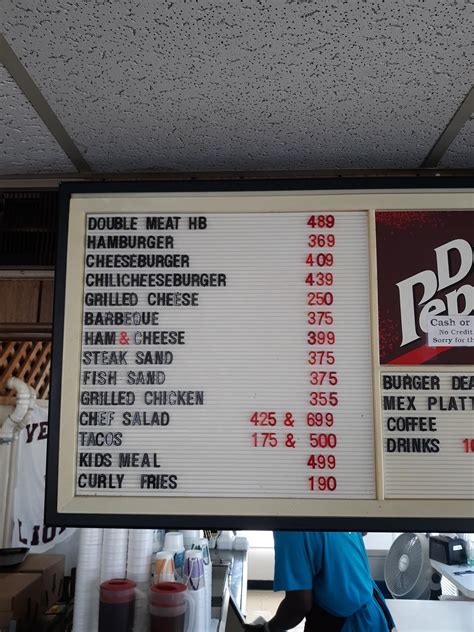 Menu at Fred's Corner Grille restaurant, Vernon