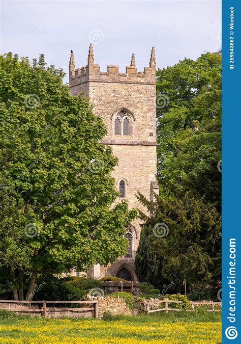 Quitessentially English - Parish Church Tower Across from a Fiel Stock ...