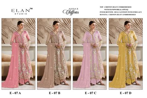 E 07 Elan Studio Chiffon Pakistani Salwar Suits Supplier Gujarat ...