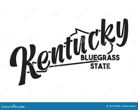 Kentucky Vector Illustration. Bluegrass State Nickname. United States of America Outline ...