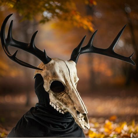 Deer Skull Mask with Large Black Antlers | 3D Planet Props