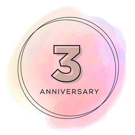 Premium Vector | Happy 3rd anniversary card. beautiful watercolor ...