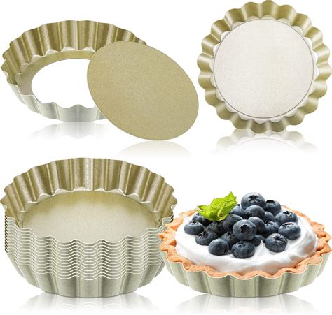 Amazon.com: Tessco 16 Pieces Mini Tart Pans with Removable Bottom ...
