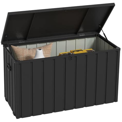 Outsunny 450 Litre Garden Storage Box Outdoor Storage Box Wheels ...