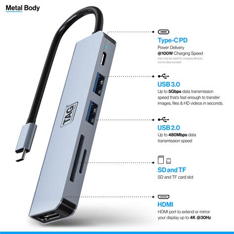 Buy TAG 6 in 1-A Type C Multiport Hub | 4K HDMI Port | USB 3.0/2.0 ...