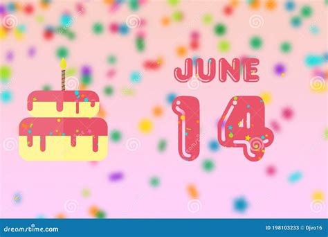June 14th. Day 14 of Month,Birthday Greeting Card with Date of Birth ...