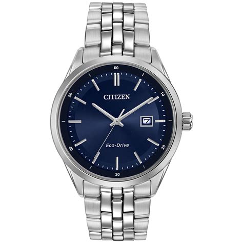 Citizen Men's Eco-Drive Dress Watch, Silver Stainless-Steel, Blue Dial ...