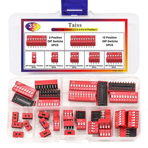 Buy Taiss 35PCS DIP Switch Assorted Kit 1 2 3 4 6 8 10 Position 2.54mm ...