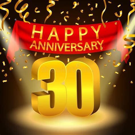 Happy 30th Anniversary Celebration with Golden Confetti and Spotlight ...