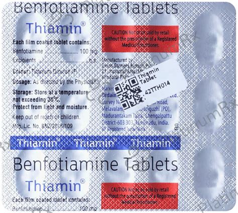 Thiamin 100mg Tablet 15s: View Uses, Side Effects, Price and Substitute ...
