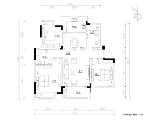 某高层住宅一梯六转角户型平面图（63、75、86平方米）-建筑户型图-筑龙建筑设计论坛