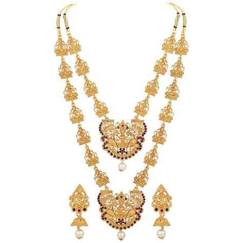Shining Diva Fashion Latest Combo Design Temple Necklace Set for Women ...