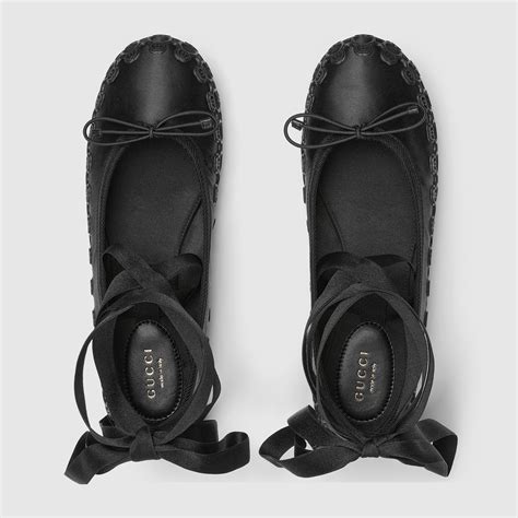 Ballerines Gucci Cub3d en satin de soie noir | GUCCI® Canada