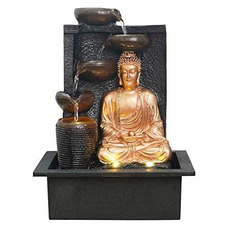 CHRONIKLE Polyresin Golden Brown Meditating Buddha Tabletop Indoor 4 ...
