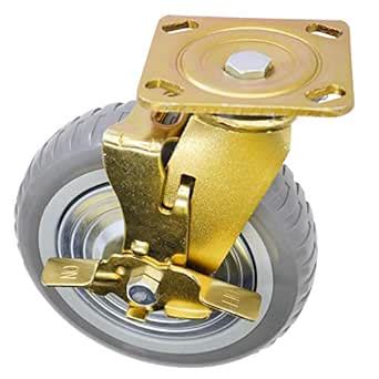 Casoter 8" Gold Swivel Caster w/Metal Side Brake, Double Ball Bearing ...