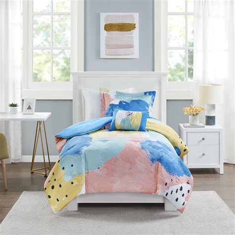 Buy Mainstays Multi-Color Pastel Brush Strokes 3-Piece Comforter Set ...