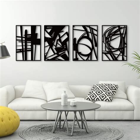 Amazon.com: 3 Pcs Black Metal Wall Decor Boho Abstract Wall Art Mid ...