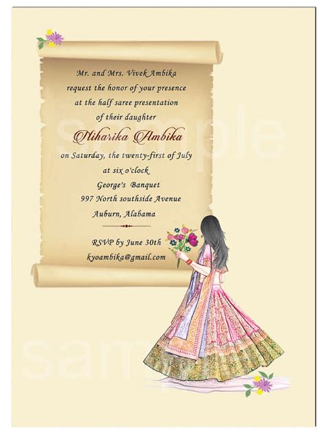 Buy Half Saree Invitation, Half Saree Function, Half Saree Ceremony ...