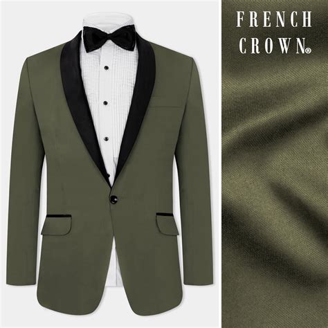 Hemlock Green Plain-Solid Premium Cotton Tuxedo-Blazer for Men.