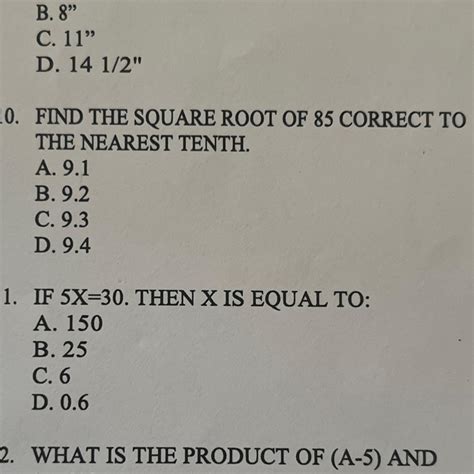 Find the square root of 85 correct to the nearest tenth. - brainly.com