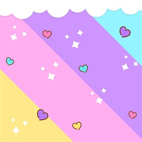 A rainbow colorful background with hearts and clouds | Premium Vector