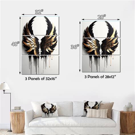 Everly Quinn Black Silver And Gold Angel Wings III - Wings Angel Canvas Wall Art Set - Wayfair ...