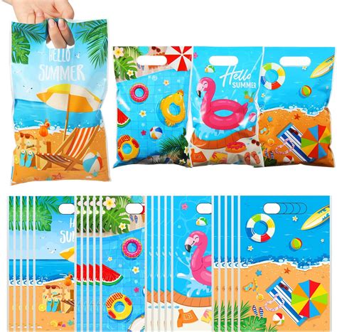 Amazon.com: Windyun 100 Pieces Summer Party Favor Bags Beach Party ...
