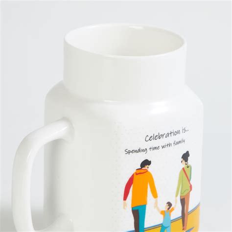 Buy Celebrations White Printed Bone China Mason Mug - 560ml - Set Of 4 ...