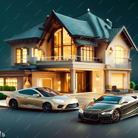 Premium AI Image | luxury house with luxury car free Image and Background
