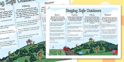 Keeping Myself Safe Outdoors Display Poster- outside, safety, dangers