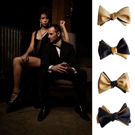 Black and Gold 4-way Butterfly Self-tying Bow Tie | Knot Theory