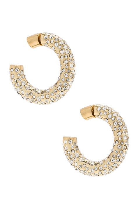 Christopher Esber Reversed Pave Crystal Hoop Earrings in Gold | FWRD