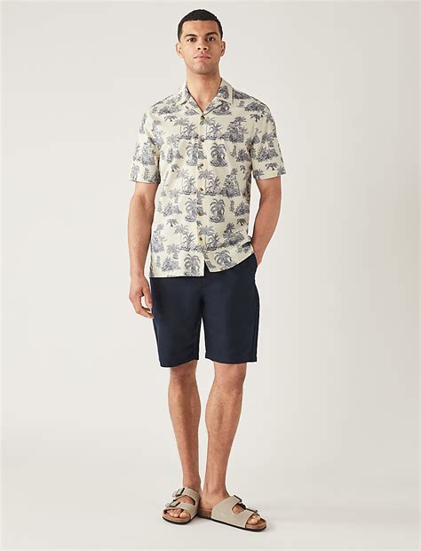 Buy Pure Cotton Palm Tree Print Cuban Collar Shirt at Marks & Spencer